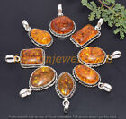 New Sale ! Baltic Amber Gemstone Pendant Wholesale 5pcs Lot 925 Silver Plated