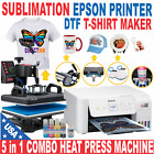 Epson Printer with Sublimation Ink Transfer + Heat Press 5 in 1 Start DTF Bundle