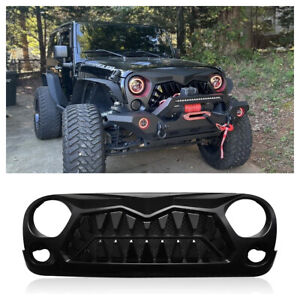 For 2007-2018 Jeep Wrangler JK JKU Front Grille Venom Style Gloss Black Grill (For: Jeep)