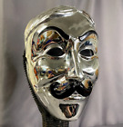 Steampunk V VENDETTA Mask Mirror Finish Adult Silver Mustache Halloween Cosplay