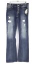 NWT Miss Me Women's Blue Distressed Mid-Rise Denim Bootcut Jeans - Size 28