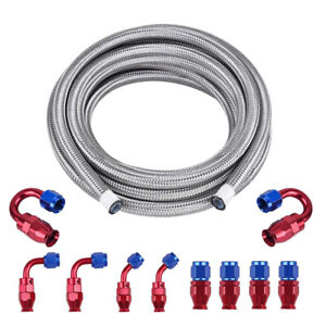 AN-8 AN8 Stainless Steel PTFE Fuel Line 10FT 10 Fittings Hose End Ethanol Kit