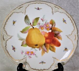 Antique 1800's Imperial Berlin KPM Porcelain Hand Painted Fruit Insect Plate 8