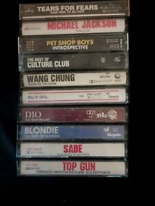 Lot of 10 Vintage 80s Pop Rock Wave Music Cassette Tapes.