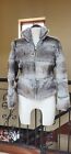 June Women S Rabbit Fur Coat Jacket Gray Chinchilla Ombre Color Leather girl xs