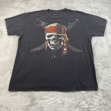 Disney Pirates Of The Caribbean Shirt Adult Large Black Movie Logo Skull Mens