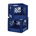 Buddeez Durable Plastic Classic Milk Storage Crate, Blue (2-Pack Set)