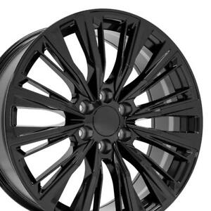 Set of Four 22 Inch Gloss Black 84638161 Rims Fits Cadillac GMC Chevy