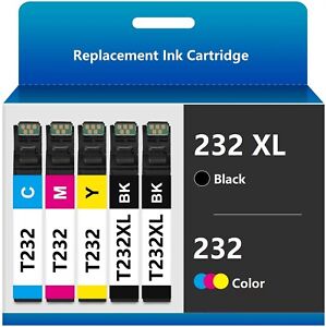 5 Pack T232 232 XL Compatible Ink Cartridge for XP 4200 4205 WF2930 2950 Printer