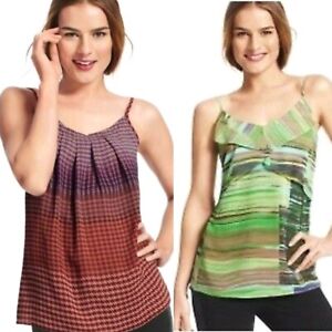 Cabi Womens Size XS Green Red Flutter Tank Houndstooth Cami Top Sleeveless