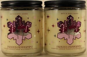 QTY 2 x Bath & Body Works TWISTED PEPPERMINT Single Wick 7oz Scented Candle