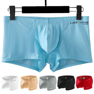 Men's Underwear Boxer Briefs Ice Silk Shorts Panties Bulge Pouch Underpants US