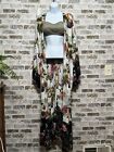 World Market Long Length Kimono coverup Duster Free Size Peacock & Floral India
