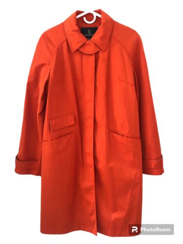 London Fog Women's Large Jacket Trench Coat Orange Button Up Fall