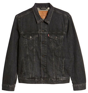 Levi's Men's Button Front Cotton Denim Trucker Jean Jacket Black 0405
