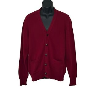 Brooks Brothers Men's Cashmere Cardigan Sweater Size M Burgundy V Neck Buttons