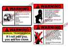 Warning Sticker Pack Lot of Four JDM Funny Vinyl Decal Stickers (Warning4PK)