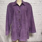 Terry Lewis Women’s Purple Suede Button Jacket 100% Genuine Leather Size 2X READ