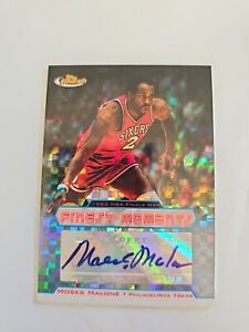 MOSES MALONE 1/7 Topps Finest XFractor Basketball Autograph Card. 2005-06 HOF