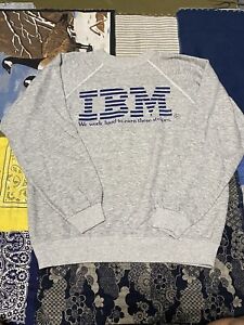 VTG IBM Computer 80’s Crewneck Sweater Tri Blend Sz Large Rare Hanes