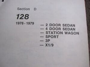 FIAT X1/9 128 3P SEDAN SPORT WAGON  EXTERIOR PARTS GUIDE 1976-79