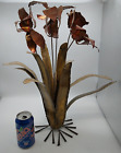 New ListingVintage Metal Sculpture Red Iris Flowers Brass w/ Nails Base Jere Style MCM 21