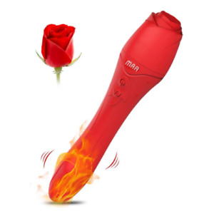 Waterproof Vibrator Dildo  Toy Heating G Spot Rose for Women 10 Modes Massager