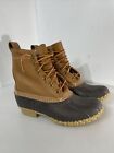 LL BEAN Classic Womens Size 7 Brown Leather/Rubber Duck Bean Boots