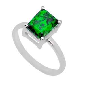 925 Sterling Silver 2.04cts Faceted Natural Green Maw Sit Sit Ring Size 6 Y1480