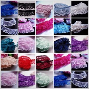 16 colors Lovely ruffled lace trim 1 inch wide =PRICE  FOR 1 YARD/ select color/
