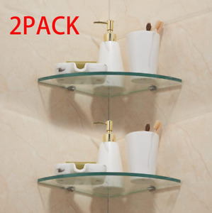 2Pack Glass Shelf Shower Caddie, Bathroom Shower Rack Storage Holder Corner Rack