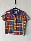 Vintage 90s/Y2k Michael Simon NY Rainbow Colorful Woven Collared Top Size M/L