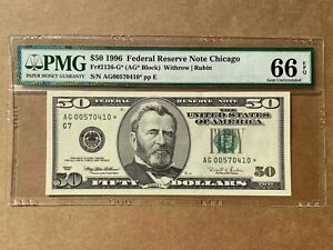 1996 $50 Federal Reserve Note Fr#2126-G* PMG66EPQ Star Note  Gem Unc