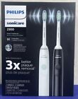 Philips Sonicare 2300 2 Pack Electric Toothbrushes White Black NEW