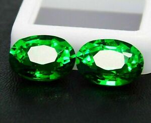 Natural Loose Gemstone 14 Ct Certified Green Earring's Pair Garnet Tsavorite