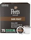 Peet's Coffee K-Cups, Dark Roast Major Dickason's Blend, 75 Count Coffee Pods
