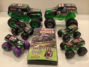 Hot Wheels Grave Digger Monster Truck Lot Of 6 Different W/VHS Tape ‘Domination’