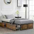 Twin XL Bed Frame with 2 XL Storage Drawers, Metal Platform Bed Frame with Fo...