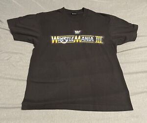 Wrestlemania III Hogan Andre Vintage 80s Single Stitch Shirt SZ Large 20x26 WWF
