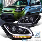 Fits 2010-2011 Kia Soul Glossy Black Projector Headlights LED Strip Signal Lamps (For: Kia Soul)