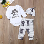 Newborn Kid Baby Boy 3pcs Clothes Jumpsuit Romper Bodysuit Pants Hat Outfits Set