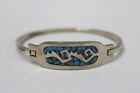 Vintage Mexico Sterling Silver Bracelet Inlay Turquoise and Black Enamel TJ-67