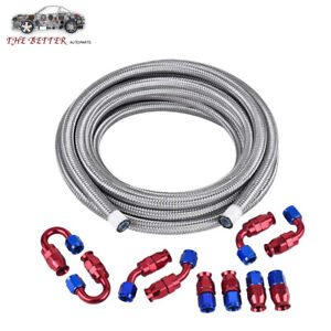 AN-6 AN6 Stainless Steel PTFE Fuel 20FT + 10 Fittings Ends Hose Kit 20 Feet