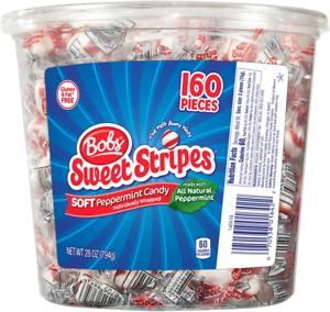 Peppermint Candy BOBS Sweet Stripes Soft candy, 160 Count, 28 Ounce Jar