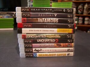 PS3 VIDEO GAME LOT OF 10:skyrim,destiny, dead space 2, infamous, unchartered 1-3