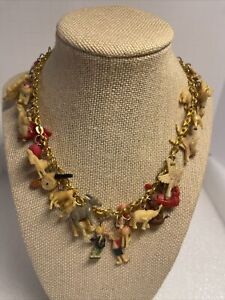 Vintage Celluloid Plastic Cracker Jack / Prize Necklace With 36 Charms 30s-40s