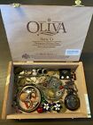 junk drawer lot Vintage To Now Jewelry, Coins, Pocket Watch In Wood Cigar Box