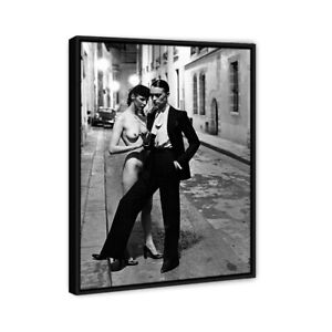 Helmut Newton Fashion Black And White Photograph Framed Oil Canvas Print