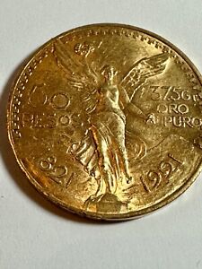 RARE KEY DATE | 1921 Mexico 50 Pesos Centenario Rare Gold Coin