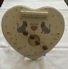 New ListingVtg Wooden Heart Shaped Welcome Door Harp  4 Chords 8” Cats Floral Cottagecore